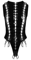 Black Level - Vinylowe Body Wiązane Sznureczkami Czarne S Black Level