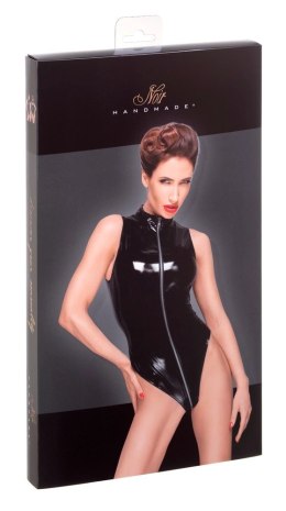 Noir - Seksowne Błyszczące Czarne Body Ze Srebrnym Zamkiem XL Noir