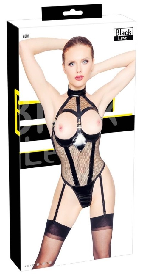 Black Level - Seksowne Vinylowe Body Bez Biustu Z Siateczką S Black Level Black Level - Seksowne Vinylowe Body Bez Biustu Z Siateczką S Black Level
