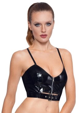 Black Level - Seksowny Vinylowy Top Z Zamkiem M Black Level