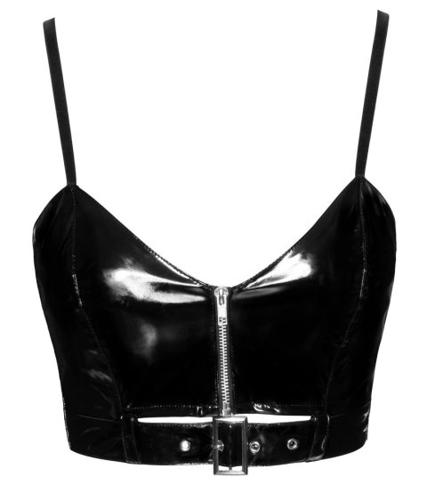 Black Level - Seksowny Vinylowy Top Z Zamkiem S Black Level Black Level - Seksowny Vinylowy Top Z Zamkiem S Black Level