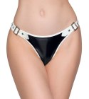 Black Level - Vinylowe Stringi Zapinane Na Klamrę Czarno-Białe XL Black Level