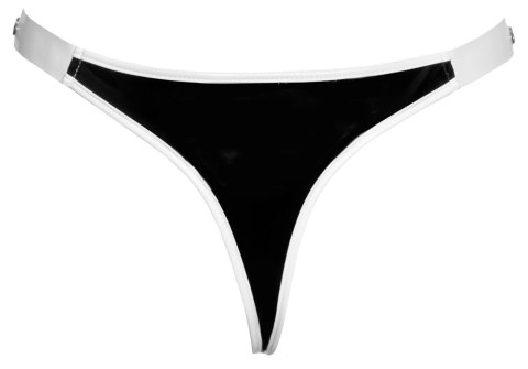 Black Level - Vinylowe Stringi Zapinane Na Klamrę Czarno-Białe L Black Level Black Level - Vinylowe Stringi Zapinane Na Klamrę Czarno-Białe L Black Level
