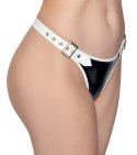 Black Level - Vinylowe Stringi Zapinane Na Klamrę Czarno-Białe M Black Level