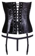 Black Level - Vinylowy Gorset Sznurowany Z Tyłu + Stringi Czarne 2XL Black Level
