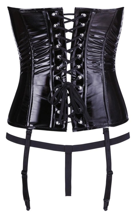 Black Level - Vinylowy Gorset Sznurowany Z Tyłu + Stringi Czarne 2XL Black Level Black Level - Vinylowy Gorset Sznurowany Z Tyłu + Stringi Czarne 2XL Black Level