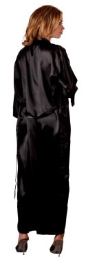 Cottelli LINGERIE - Długi Czarny Satynowy Szlafrok Z Paskiem Do Wiązania L/XL Cottelli LINGERIE