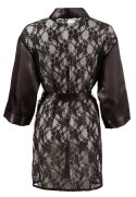 Cottelli LINGERIE - Krótki Satynowy Szlafrok Z Wiązanym Paskiem Czarny S/M Cottelli LINGERIE