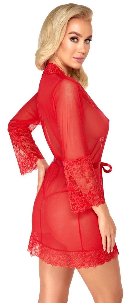 Kissable - Seksowny Szlafroczek Z Delikatną Koronką Czerwony L/XL Kissable Kissable - Seksowny Szlafroczek Z Delikatną Koronką Czerwony L/XL Kissable