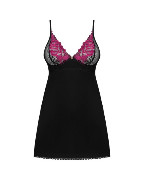 Obsessive - Seksowna Czarna Sukienka Z Różowa Kwiatową Koronką Na Biuście + Stringi Rosenty XL/2XL Obsessive Obsessive - Seksowna Czarna Sukienka Z Różowa Kwiatową Koronką Na Biuście + Stringi Rosenty XL/2XL Obsessive