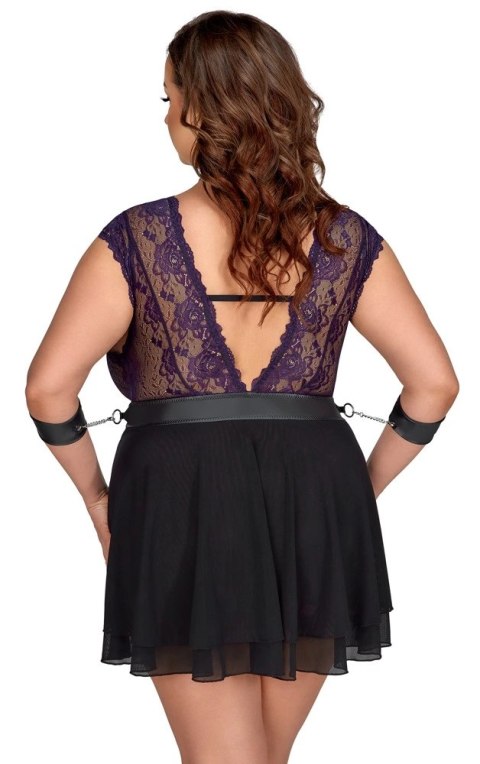 Cottelli Bondage - Seksowna Babydoll Z Fioletową Koronką I Dodatkami Bondage 2XL Cottelli BONDAGE Cottelli Bondage - Seksowna Babydoll Z Fioletową Koronką I Dodatkami Bondage 2XL Cottelli BONDAGE