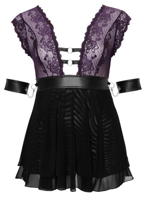 Cottelli Bondage - Seksowna Babydoll Z Fioletową Koronką I Dodatkami Bondage 2XL Cottelli BONDAGE Cottelli Bondage - Seksowna Babydoll Z Fioletową Koronką I Dodatkami Bondage 2XL Cottelli BONDAGE