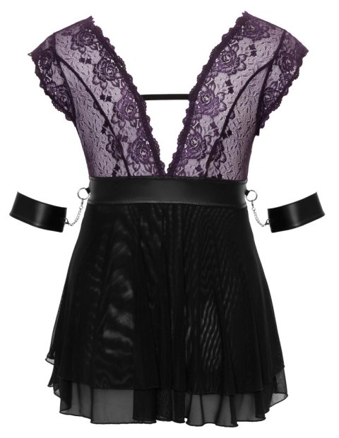 Cottelli Bondage - Seksowna Babydoll Z Fioletową Koronką I Dodatkami Bondage 2XL Cottelli BONDAGE Cottelli Bondage - Seksowna Babydoll Z Fioletową Koronką I Dodatkami Bondage 2XL Cottelli BONDAGE