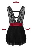 Cottelli Bondage - Seksowna Czarna Babydoll Z Czerwoną Obrożą Pasem I Mankietami S Cottelli BONDAGE