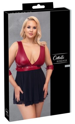 Cottelli Bondage - Seksowna Krótka Babydoll Z Mankietami Czerwono-Czarna 4XL Cottelli BONDAGE