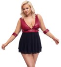 Cottelli Bondage - Seksowna Krótka Babydoll Z Mankietami Czerwono-Czarna 4XL Cottelli BONDAGE