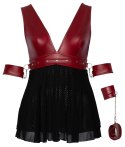 Cottelli Bondage - Seksowna Krótka Babydoll Z Mankietami Czerwono-Czarna 4XL Cottelli BONDAGE
