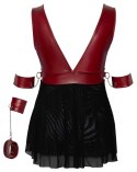 Cottelli Bondage - Seksowna Krótka Babydoll Z Mankietami Czerwono-Czarna 4XL Cottelli BONDAGE