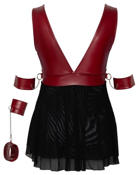 Cottelli Bondage - Seksowna Krótka Babydoll Z Mankietami Czerwono-Czarna 4XL Cottelli BONDAGE Cottelli Bondage - Seksowna Krótka Babydoll Z Mankietami Czerwono-Czarna 4XL Cottelli BONDAGE