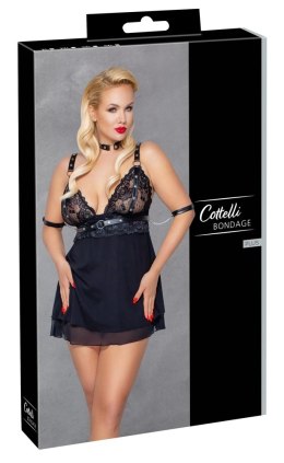 Cottelli Bondage - Seksowna Sukienka Z Dodatkiem Koronki + Obroża I Mankiety 3XL Cottelli BONDAGE