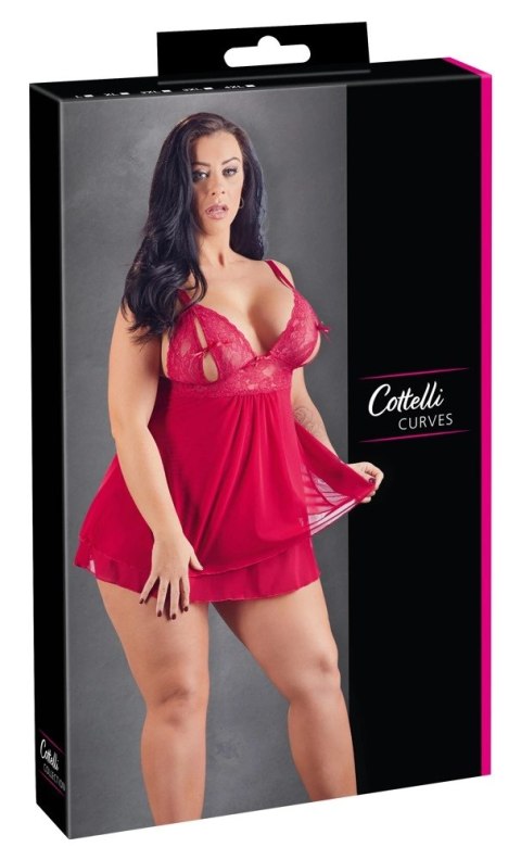 Cottelli CURVES - Seksowna Babydoll Z Rozcięciem Na Piersiach I Kokardką Czerwona 3XL Cottelli CURVES Cottelli CURVES - Seksowna Babydoll Z Rozcięciem Na Piersiach I Kokardką Czerwona 3XL Cottelli CURVES