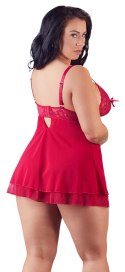 Cottelli CURVES - Seksowna Babydoll Z Rozcięciem Na Piersiach I Kokardką Czerwona 3XL Cottelli CURVES
