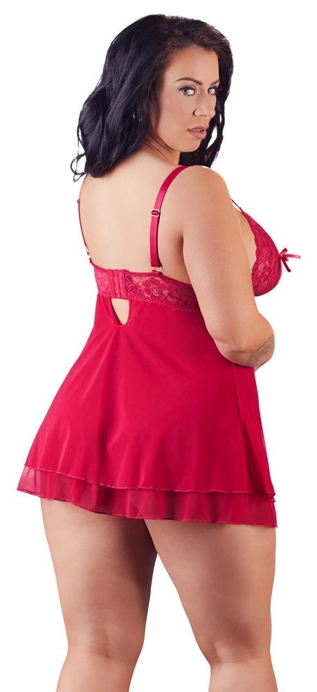 Cottelli CURVES - Seksowna Babydoll Z Rozcięciem Na Piersiach I Kokardką Czerwona 3XL Cottelli CURVES Cottelli CURVES - Seksowna Babydoll Z Rozcięciem Na Piersiach I Kokardką Czerwona 3XL Cottelli CURVES