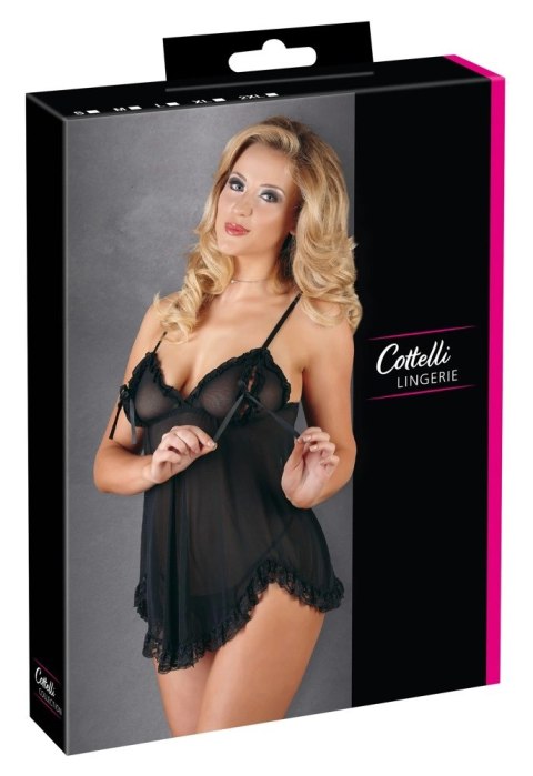 Cottelli LINGERIE - Gorąca Koszulka Nocna Z Siateczki Z Kokardkami + Stringi Czarne M Cottelli LINGERIE Cottelli LINGERIE - Gorąca Koszulka Nocna Z Siateczki Z Kokardkami + Stringi Czarne M Cottelli LINGERIE