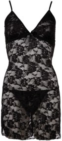 Cottelli LINGERIE - Seksowna Koronkowa Koszulka Nocna + Stringi Czarne M Cottelli LINGERIE