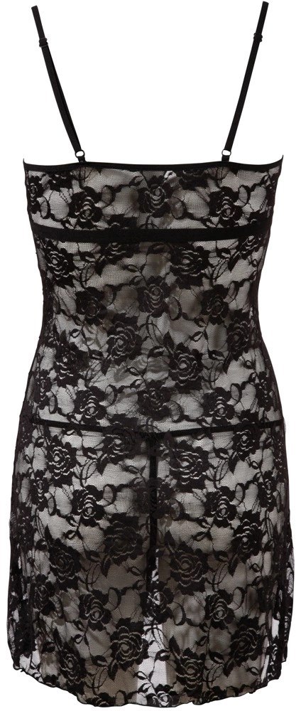 Cottelli LINGERIE - Seksowna Koronkowa Koszulka Nocna + Stringi Czarne S Cottelli LINGERIE Cottelli LINGERIE - Seksowna Koronkowa Koszulka Nocna + Stringi Czarne S Cottelli LINGERIE