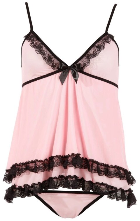 Cottelli LINGERIE - Seksowna Różowa Koszulka Nocna Z Koronką + Stringi XL Cottelli LINGERIE Cottelli LINGERIE - Seksowna Różowa Koszulka Nocna Z Koronką + Stringi XL Cottelli LINGERIE