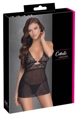 Cottelli LINGERIE - Seksowna Siateczkowa Halka Z Delikatną Koronką + Stringi S Cottelli LINGERIE