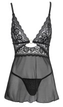 Cottelli LINGERIE - Seksowna Siateczkowa Halka Z Delikatną Koronką + Stringi S Cottelli LINGERIE