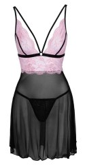 Cottelli LINGERIE - Seksowna Siateczkowa Halka Z Różową Koronką S Cottelli LINGERIE