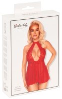 Kissable - Seksowna Haleczka Z Dodatkiem Koronki + Stringi Czerwone S/M Kissable