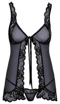 Kissable - Seksowna Koszulka Nocna Z Koronką + Stringi Czarne L/XL Kissable