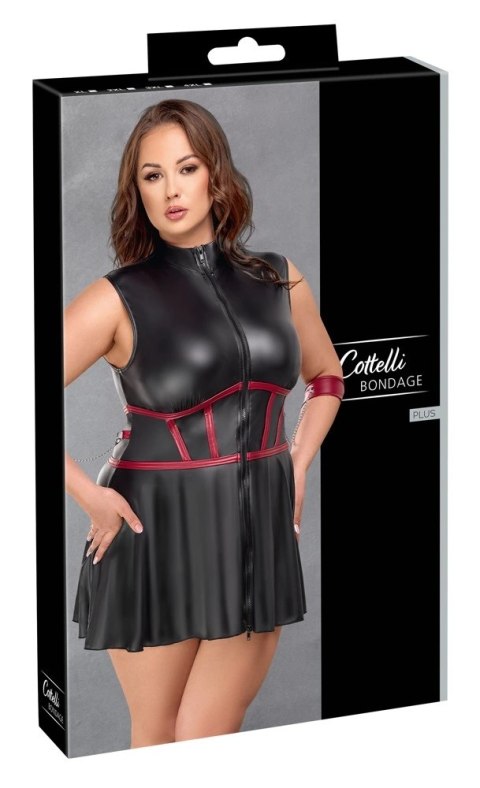Cottelli Bondage - Czarna Matowa Sukienka Z Czerwonymi Wstawkami I Mankietami 2XL Cottelli BONDAGE Cottelli Bondage - Czarna Matowa Sukienka Z Czerwonymi Wstawkami I Mankietami 2XL Cottelli BONDAGE