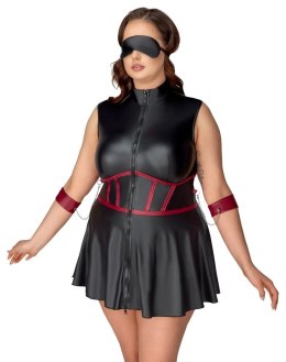Cottelli Bondage - Czarna Matowa Sukienka Z Czerwonymi Wstawkami I Mankietami 2XL Cottelli BONDAGE