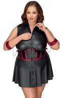 Cottelli Bondage - Czarna Matowa Sukienka Z Czerwonymi Wstawkami I Mankietami 2XL Cottelli BONDAGE