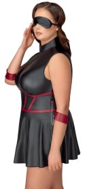 Cottelli Bondage - Czarna Matowa Sukienka Z Czerwonymi Wstawkami I Mankietami 2XL Cottelli BONDAGE