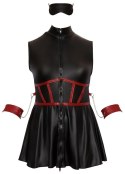 Cottelli Bondage - Czarna Matowa Sukienka Z Czerwonymi Wstawkami I Mankietami 2XL Cottelli BONDAGE