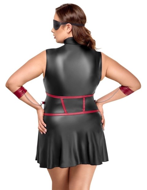 Cottelli Bondage - Czarna Matowa Sukienka Z Czerwonymi Wstawkami I Mankietami 4XL Cottelli BONDAGE Cottelli Bondage - Czarna Matowa Sukienka Z Czerwonymi Wstawkami I Mankietami 4XL Cottelli BONDAGE