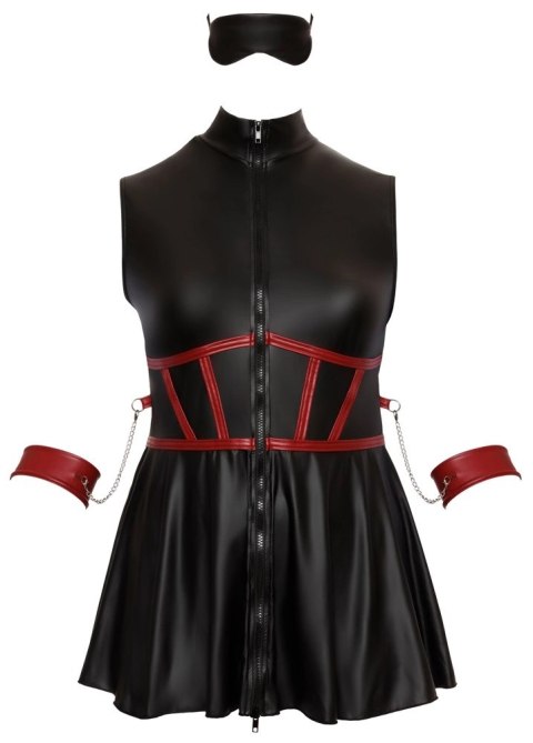 Cottelli Bondage - Czarna Matowa Sukienka Z Czerwonymi Wstawkami I Mankietami XL Cottelli BONDAGE Cottelli Bondage - Czarna Matowa Sukienka Z Czerwonymi Wstawkami I Mankietami XL Cottelli BONDAGE
