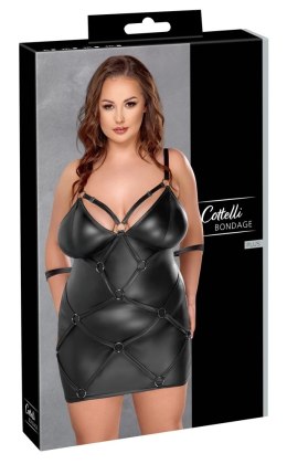 Cottelli Bondage - Matowa Krótka Sukienka Z Mankietami I Ozdobnymi Pierścieniami 3XL Cottelli BONDAGE