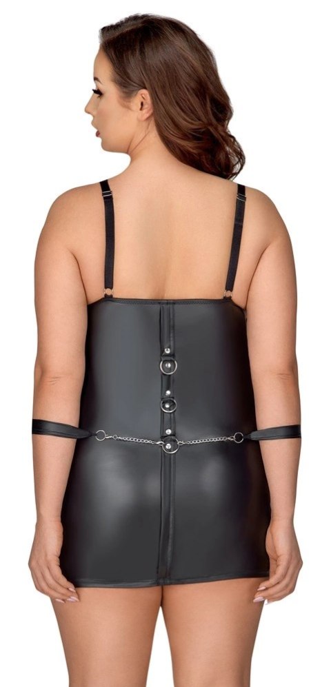Cottelli Bondage - Matowa Krótka Sukienka Z Mankietami I Ozdobnymi Pierścieniami 3XL Cottelli BONDAGE Cottelli Bondage - Matowa Krótka Sukienka Z Mankietami I Ozdobnymi Pierścieniami 3XL Cottelli BONDAGE