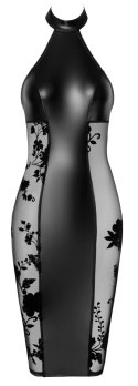 Noir - Obcisła Matowo-Błyszcząca Sukienka Z Eleganckimi Wstawkami Po Bokach XL Noir