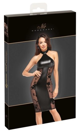 Noir - Obcisła Matowo-Błyszcząca Sukienka Z Eleganckimi Wstawkami Po Bokach L Noir