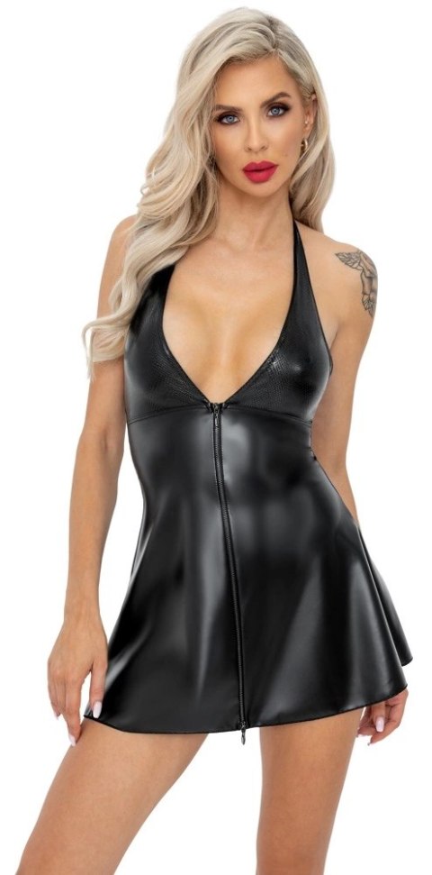 Noir - Seksowna Krótka Matowa Sukienka Rozpinana Czarna XL Noir Noir - Seksowna Krótka Matowa Sukienka Rozpinana Czarna XL Noir