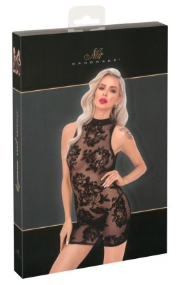 Noir - Seksowna Krótka Sukienka Prześwitująca W Kwiatowy Wzór L Noir