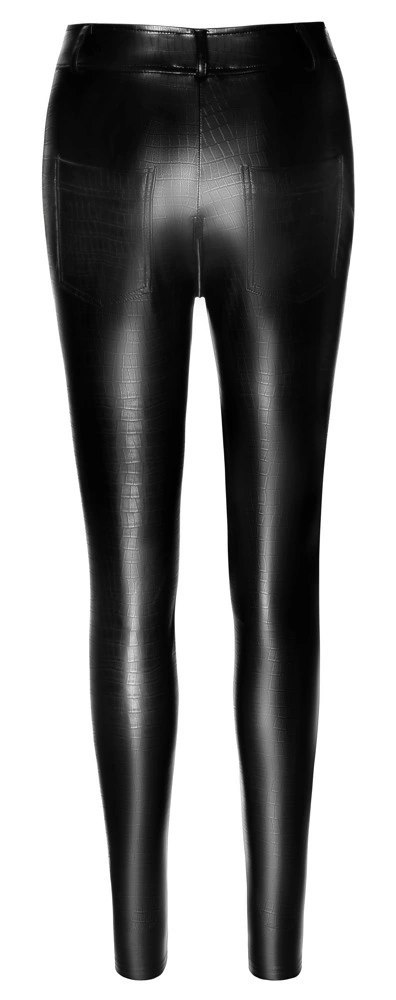Noir - Seksowne Spodnie Z Suwakiem W Kroczu Skóra Węża XL Noir Noir - Seksowne Spodnie Z Suwakiem W Kroczu Skóra Węża XL Noir